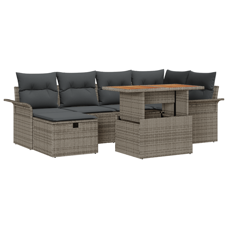 Casa si Gradina - Gradina si terasa - Mobilier exterior - Canapele si fotolii gradina - Set canapea gradina cu perne Gri Poliratan - Infinity.ro