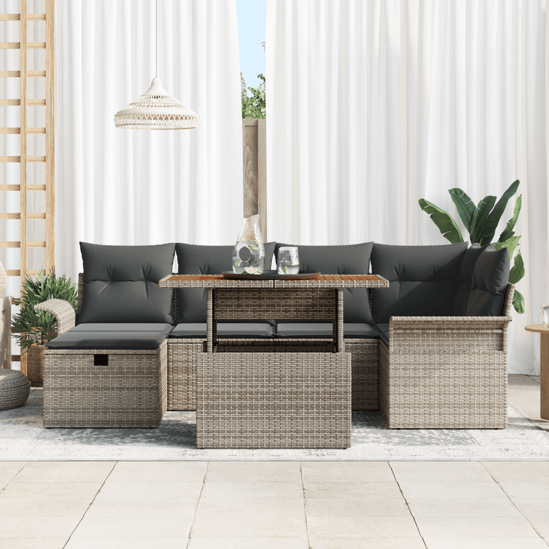 Casa si Gradina - Gradina si terasa - Mobilier exterior - Canapele si fotolii gradina - Set canapea gradina cu perne Gri Poliratan - Infinity.ro