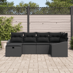 Casa si Gradina - Gradina si terasa - Mobilier exterior - Canapele si fotolii gradina - Set canapea gradina 6 piese cu perne neagra poli ratan - Infinity.ro