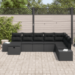 Casa si Gradina - Gradina si terasa - Mobilier exterior - Canapele si fotolii gradina - Set de canapea de gradina 8 piese cu perne Ratan Negru - Infinity.ro