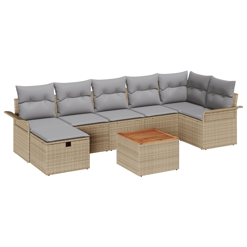 Casa si Gradina - Gradina si terasa - Mobilier exterior - Canapele si fotolii gradina - Set de canapea de gradina cu 8 piese si perne Bej din ratan poliester - Infinity.ro