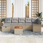 Casa si Gradina - Gradina si terasa - Mobilier exterior - Canapele si fotolii gradina - Set de canapea de gradina cu 8 piese si perne Bej din ratan poliester - Infinity.ro