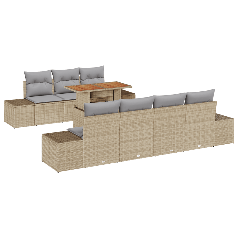 Casa si Gradina - Gradina si terasa - Mobilier exterior - Seturi mobila gradina - Set Canapea 8 Piese Bej Ratan Polimeric - Infinity.ro