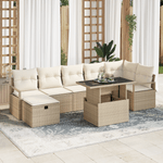 Casa si Gradina - Gradina si terasa - Mobilier exterior - Canapele si fotolii gradina - Set de canapele de gradina  8 piese cu perne bej din poliratan - Infinity.ro