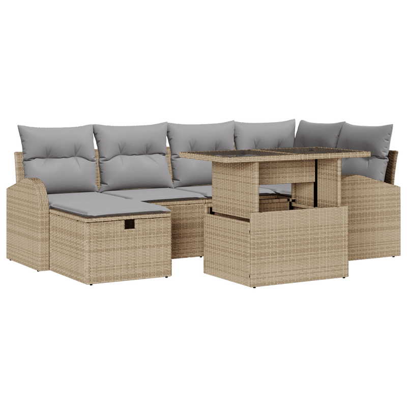 Casa si Gradina - Gradina si terasa - Mobilier exterior - Canapele si fotolii gradina - Set de canapea de gradina  cu pernute Bej Poliratan - Infinity.ro