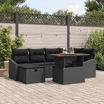 Casa si Gradina - Gradina si terasa - Mobilier exterior - Canapele si fotolii gradina - Set Canapea Gradina de 7 Piese cu Perne Negre din Ratan Poli - Infinity.ro