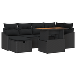 Casa si Gradina - Gradina si terasa - Mobilier exterior - Canapele si fotolii gradina - Set Canapea Gradina de 7 Piese cu Perne Negre din Ratan Poli - Infinity.ro