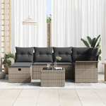 Casa si Gradina - Gradina si terasa - Mobilier exterior - Canapele si fotolii gradina - set canapea gradina 7 piese cu perne gri ratan poliester - Infinity.ro