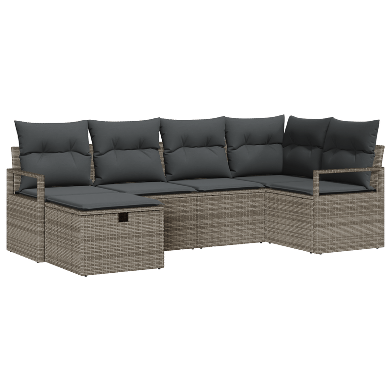 Casa si Gradina - Gradina si terasa - Mobilier exterior - Canapele si fotolii gradina - Set Canapea Gradina 6 Piese cu Perne Gri din Ratan - Infinity.ro