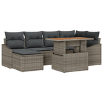 Casa si Gradina - Gradina si terasa - Mobilier exterior - Canapele si fotolii gradina - Set de Canapea pentru Gradina de 7 Piese cu Pernite Gri din Poliratan - Infinity.ro