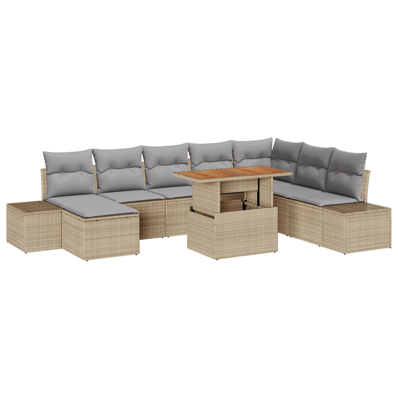 Casa si Gradina - Gradina si terasa - Mobilier exterior - Seturi mobila gradina - Set de canapea cu 9 piese cu perne Bej din ratan poli - Infinity.ro