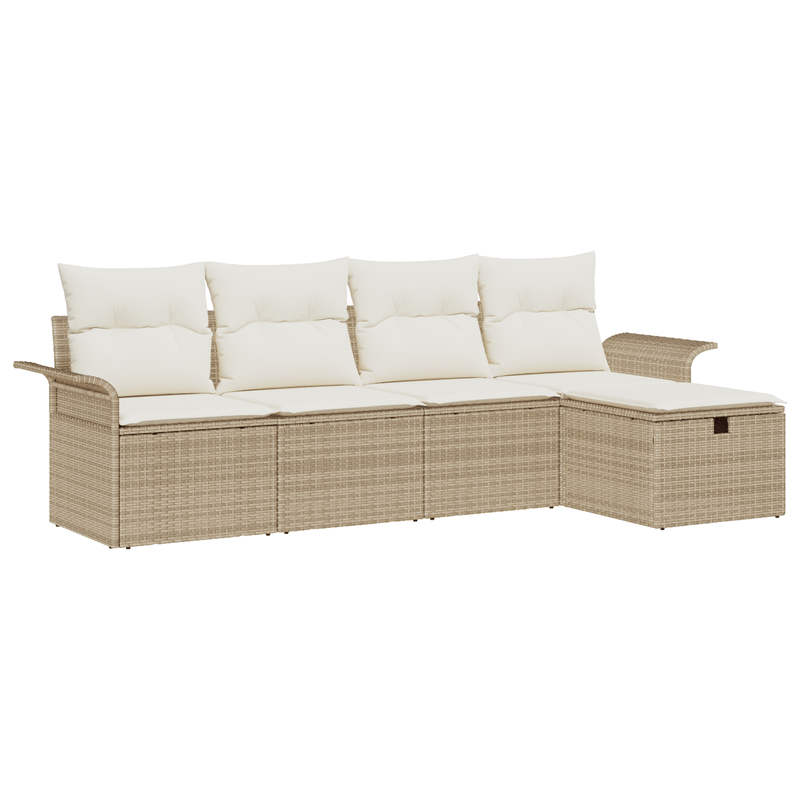 Casa si Gradina - Gradina si terasa - Mobilier exterior - Canapele si fotolii gradina - Set Canapea Gradina cu Pernite Bej Poli Ratan - Infinity.ro