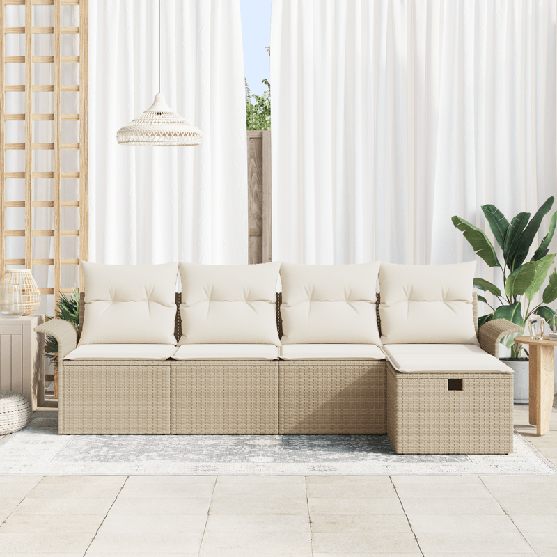 Casa si Gradina - Gradina si terasa - Mobilier exterior - Canapele si fotolii gradina - Set Canapea Gradina cu Pernite Bej Poli Ratan - Infinity.ro