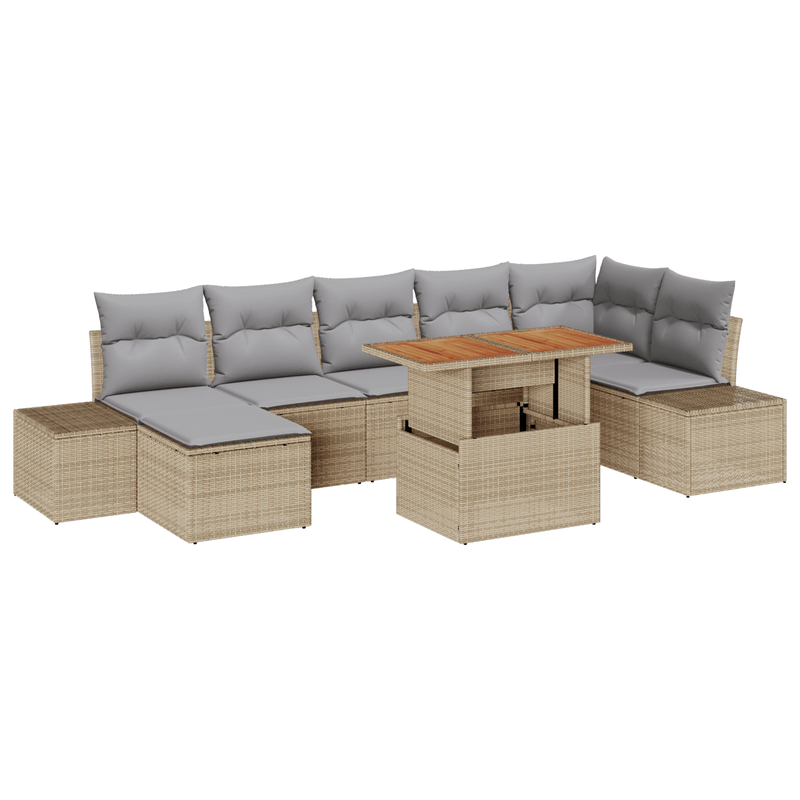 Casa si Gradina - Gradina si terasa - Mobilier exterior - Canapele si fotolii gradina - Set Canapea Gradina 8 Piese cu Perna Bej Ratan Poli - Infinity.ro