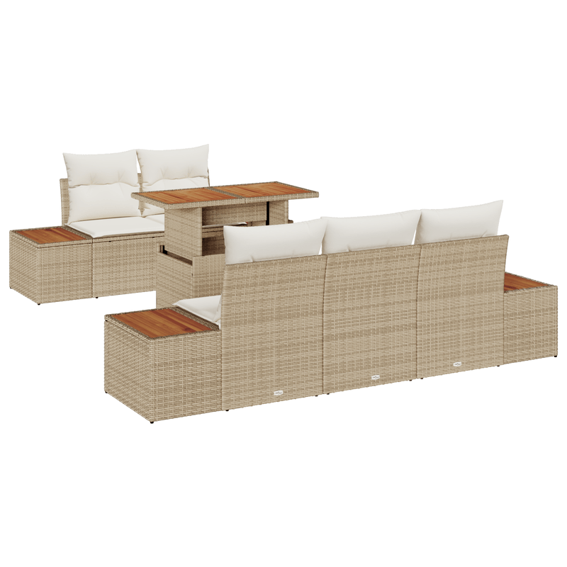 Casa si Gradina - Gradina si terasa - Mobilier exterior - Canapele si fotolii gradina - Set Canapea Gradina 6 Piese cu Perne Bej din Ratan Poli - Infinity.ro