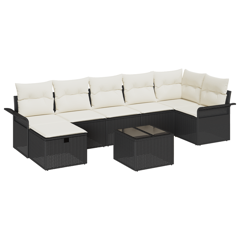 Casa si Gradina - Gradina si terasa - Mobilier exterior - Canapele si fotolii gradina - Set Canapea Gradina 8 Piese cu Perne Negru Ratan Polimer - Infinity.ro