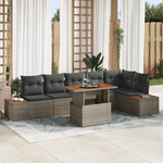 Casa si Gradina - Gradina si terasa - Mobilier exterior - Canapele si fotolii gradina - Set de Canapea de Gradina cu 7 Piese si Perne Gri din Ratan Sintetic - Infinity.ro