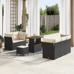 Casa si Gradina - Gradina si terasa - Mobilier exterior - Canapele si fotolii gradina - Set de canapea de gradina  cu 8 piese si perne Ratan polimeric negru Acacia - Infinity.ro