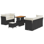 Casa si Gradina - Gradina si terasa - Mobilier exterior - Canapele si fotolii gradina - Set de canapea de gradina  cu 8 piese si perne Ratan polimeric negru Acacia - Infinity.ro