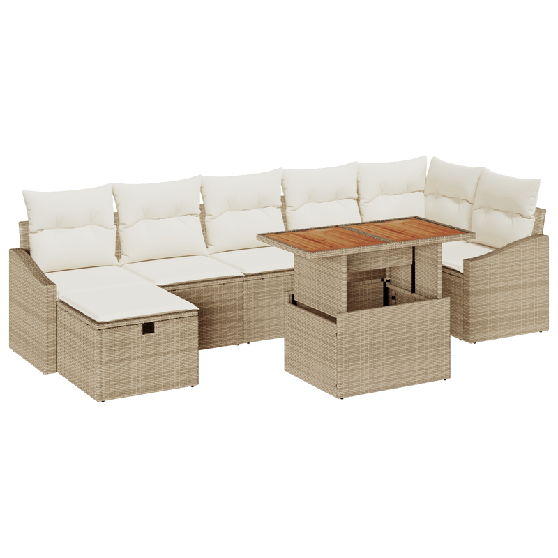 Casa si Gradina - Gradina si terasa - Mobilier exterior - Canapele si fotolii gradina - Set de Sofa pentru Gradina cu Pernite Bej din Ratan Poly - Infinity.ro
