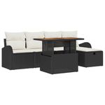 Casa si Gradina - Gradina si terasa - Mobilier exterior - Canapele si fotolii gradina - Set de Sofas pentru Gradina din 6 Piese cu Pernite Negre din Poliratan - Infinity.ro
