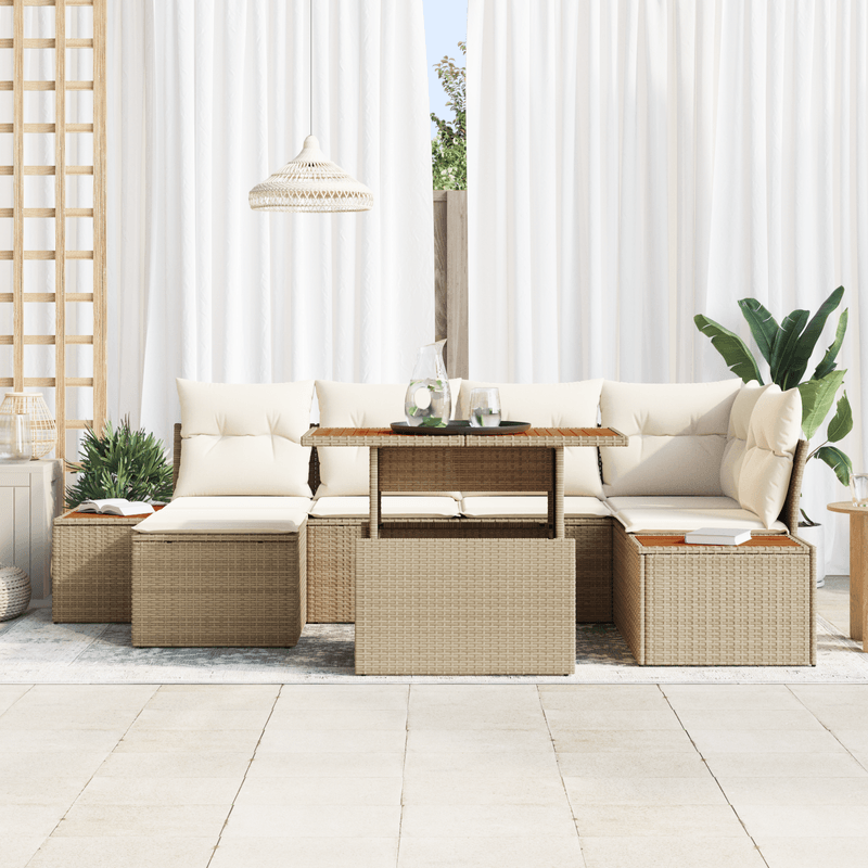 Casa si Gradina - Gradina si terasa - Mobilier exterior - Canapele si fotolii gradina - Set de Canapea pentru Gradina  cu Perne Bej Poliratan - Infinity.ro