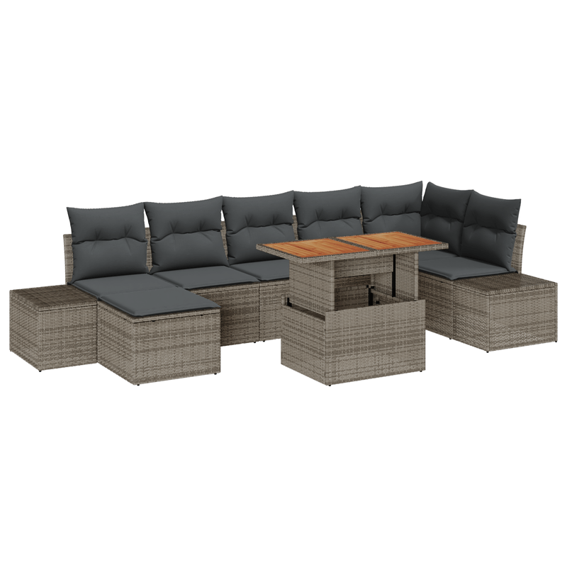 Casa si Gradina - Gradina si terasa - Mobilier exterior - Canapele si fotolii gradina - Set Canapea Gradina 8 Piese cu Pernite Gri Ratan Poliat - Infinity.ro
