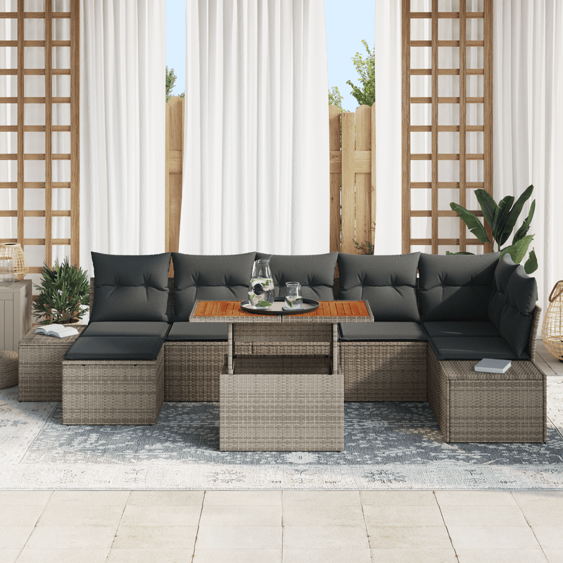 Casa si Gradina - Gradina si terasa - Mobilier exterior - Canapele si fotolii gradina - Set Canapea Gradina 8 Piese cu Pernite Gri Ratan Poliat - Infinity.ro