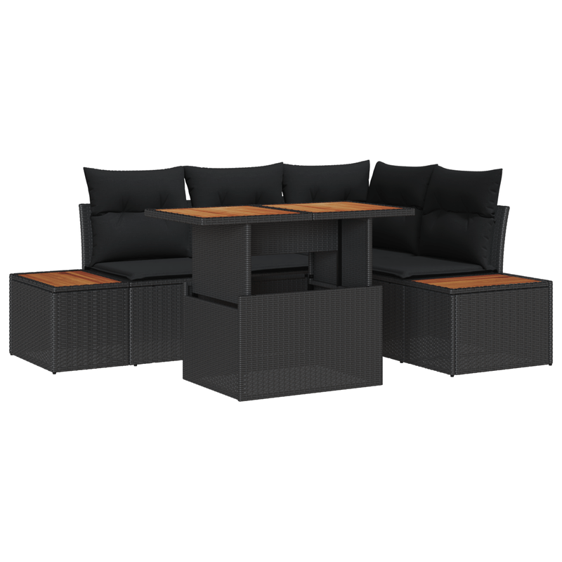 Casa si Gradina - Gradina si terasa - Mobilier exterior - Canapele si fotolii gradina - Set canapea gradina 5 piese cu perne Negru Poliratan - Infinity.ro