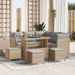 Casa si Gradina - Gradina si terasa - Mobilier exterior - Canapele si fotolii gradina - Set Canapea Gradina  cu Perne Bej Ratan Poliester Acacia - Infinity.ro
