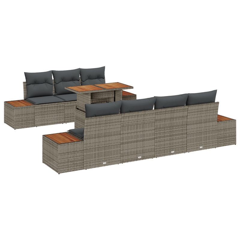 Casa si Gradina - Gradina si terasa - Mobilier exterior - Canapele si fotolii gradina - Set Canapele Gradina  cu 8 Piese si Perne Gri Ratan Poli - Infinity.ro