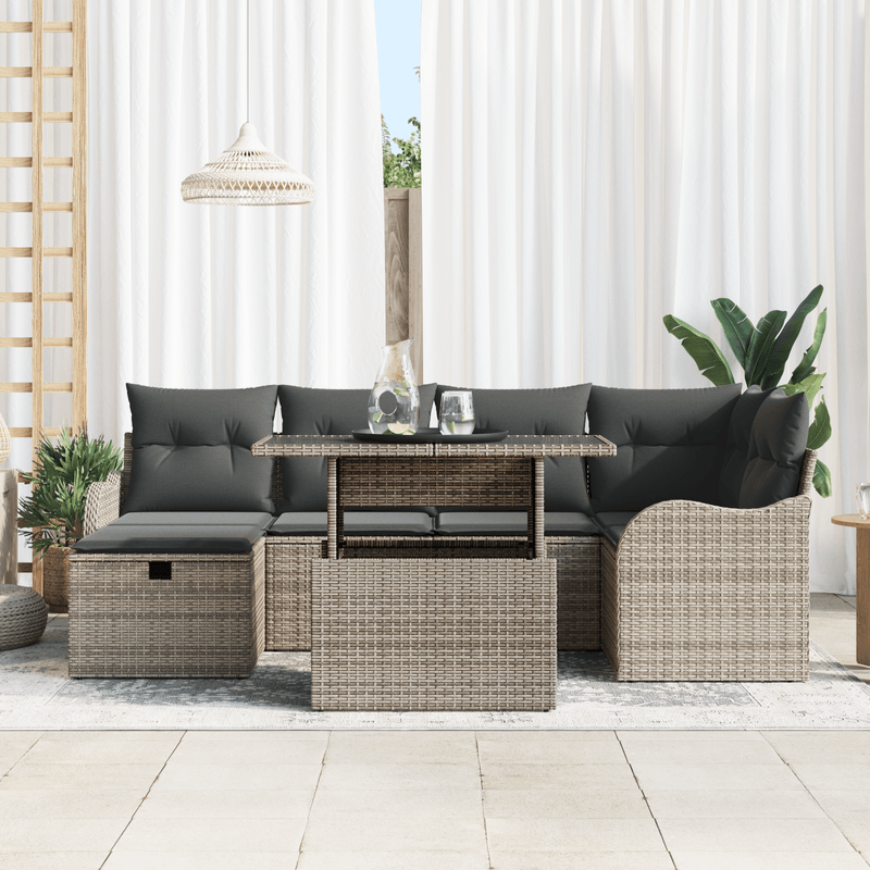 Casa si Gradina - Gradina si terasa - Mobilier exterior - Canapele si fotolii gradina - Set canapele gradina  cu perne Gri Poli Ratan - Infinity.ro