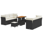 Casa si Gradina - Gradina si terasa - Mobilier exterior - Canapele si fotolii gradina - Setul de Sofa de Gradina  cu 9 Piese cu Perne Negru Poliratan Acacia - Infinity.ro