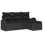 Casa si Gradina - Gradina si terasa - Mobilier exterior - Canapele si fotolii gradina - Set de Canapea de Gradina cu Pernite Negru din Poli Ratan - 4 Piese - Infinity.ro