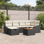 Casa si Gradina - Gradina si terasa - Mobilier exterior - Canapele si fotolii gradina - Set de canapea de gradina cu 7 piese si perne, Negru, Poliratan - Infinity.ro
