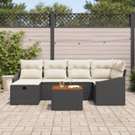 Casa si Gradina - Gradina si terasa - Mobilier exterior - Canapele si fotolii gradina - Set de canapea de gradina cu 7 piese si perne, Negru, Poliratan - Infinity.ro