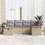 Casa si Gradina - Gradina si terasa - Mobilier exterior - Canapele si fotolii gradina - Set de canapea de gradina cu 6 piese si perne Bej Ratan Poli - Infinity.ro