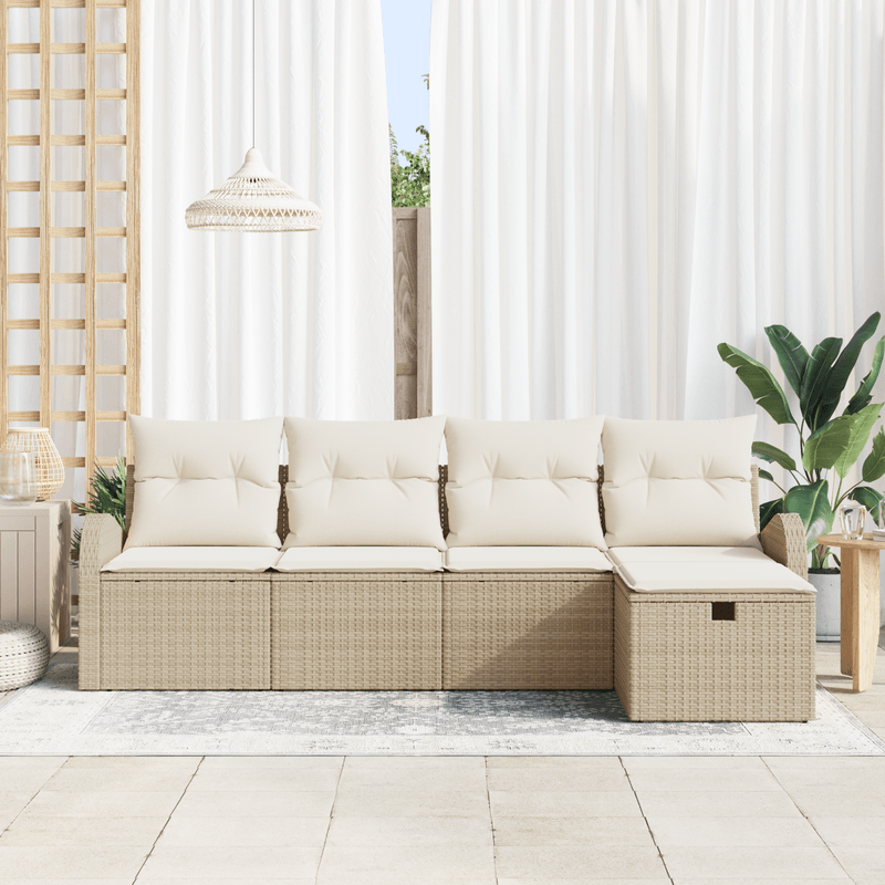 Casa si Gradina - Gradina si terasa - Mobilier exterior - Canapele si fotolii gradina - Set de Canapea de Gradina  cu Perna Bej Ratan Polimeric - Infinity.ro