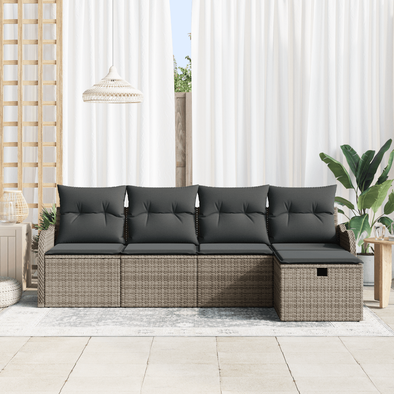 Casa si Gradina - Gradina si terasa - Mobilier exterior - Canapele si fotolii gradina - Set de Canapea de Gradina  cu Pernite Gri din Poliratan - Infinity.ro