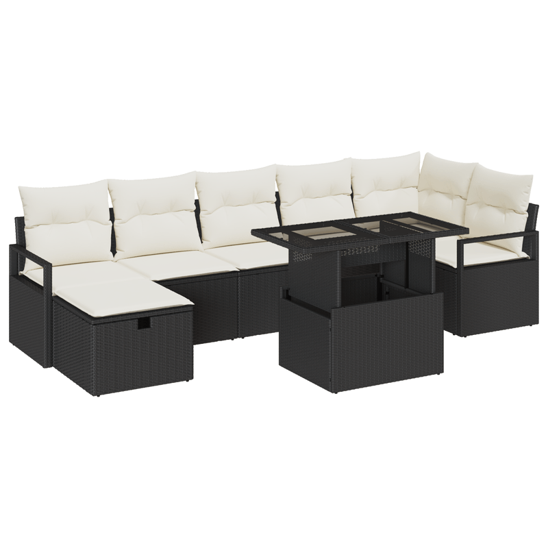 Casa si Gradina - Gradina si terasa - Mobilier exterior - Canapele si fotolii gradina - Set de Canapea pentru Gradina  cu 8 Piese si Perne Ratan Negru - Infinity.ro