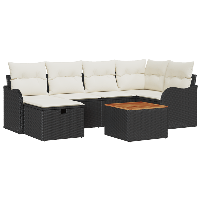 Casa si Gradina - Gradina si terasa - Mobilier exterior - Canapele si fotolii gradina - Set de Sofa de Gradina  cu Perne Negru Ratan Polimer - Infinity.ro