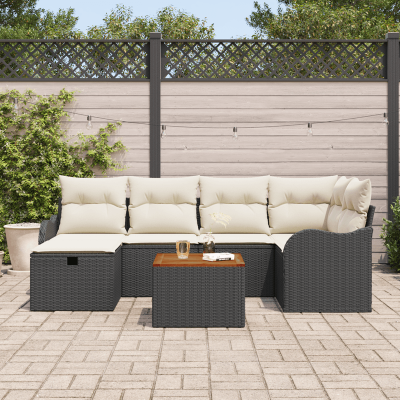 Casa si Gradina - Gradina si terasa - Mobilier exterior - Canapele si fotolii gradina - Set de Sofa de Gradina  cu Perne Negru Ratan Polimer - Infinity.ro