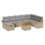 Casa si Gradina - Gradina si terasa - Mobilier exterior - Canapele si fotolii gradina - Set Canapea Gradina de 9 Piese cu Perne Bej Ratan Poli - Infinity.ro