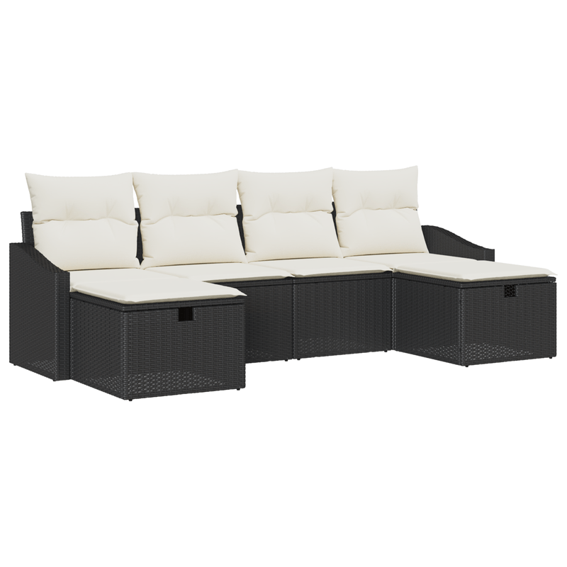 Casa si Gradina - Gradina si terasa - Mobilier exterior - Seturi mobila gradina - Set canapea 6 piese cu perne Negru ratan polimeric - Infinity.ro