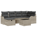 Casa si Gradina - Gradina si terasa - Mobilier exterior - Canapele si fotolii gradina - Set Canapea Gradina  cu 7 Piese cu Perne Gri Deschis Ratan Polirat - Infinity.ro