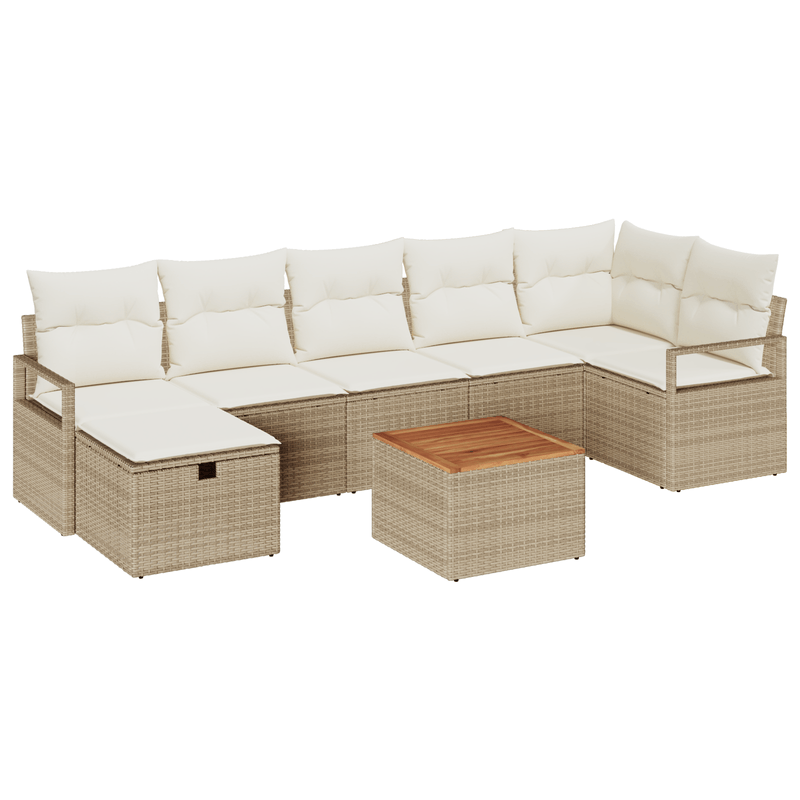 Casa si Gradina - Gradina si terasa - Mobilier exterior - Canapele si fotolii gradina - Set de canapea gradina  8 Piese cu Perne Bej Ratan Poliester - Infinity.ro