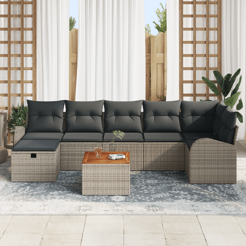 Casa si Gradina - Gradina si terasa - Mobilier exterior - Canapele si fotolii gradina - Set pre in gradina cu 8 piese si perne gri din ratan poli - Infinity.ro