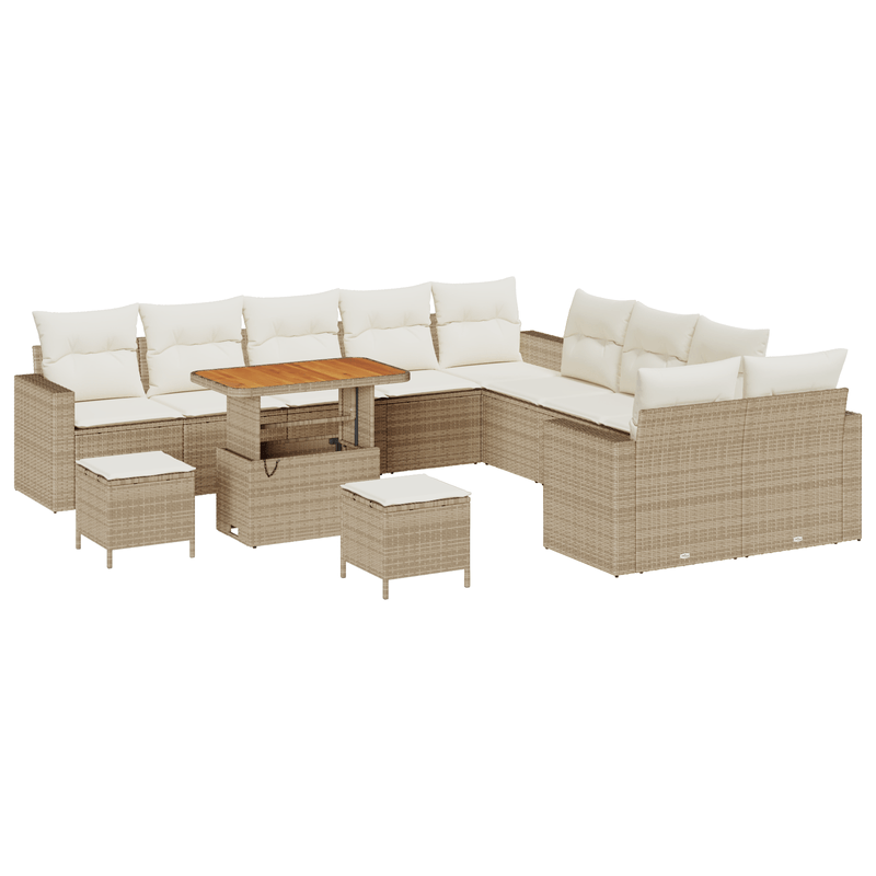 Casa si Gradina - Gradina si terasa - Mobilier exterior - Canapele si fotolii gradina - Set de sofa de gradina  cu 13 piese si perne din ratan poli acacia bej - Infinity.ro