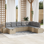 Casa si Gradina - Gradina si terasa - Mobilier exterior - Canapele si fotolii gradina - Set Canapea Gradina 8 Piese cu Perne Bej Ratan Poliester - Infinity.ro