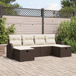 Casa si Gradina - Gradina si terasa - Mobilier exterior - Canapele si fotolii gradina - Set Canapea pentru Gradina de 6 Piese cu Perne Maro Ratan Poli - Infinity.ro
